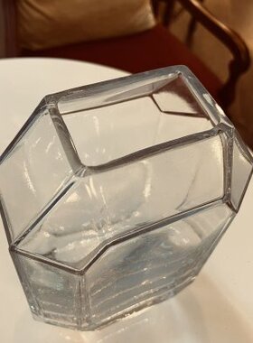 忠俊 现代风几何线条透明水晶玻璃花瓶