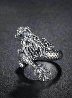 FuGui 中国风龙形戒指男复古霸气龙指环食指男戒个性龙戒子独特潮