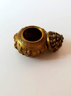 家居工艺品 饰品 黄铜五路财神聚宝盆 摆件 香炉摆件带钻6寸