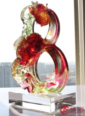 琉璃摆件鱼来运转送长辈领导同事升迁搬迁祝寿生日商务馈赠礼品
