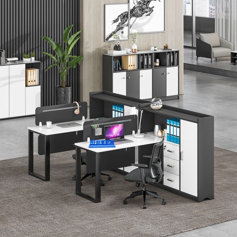 简约办公家具职员桌办公桌屏风员工位电脑桌财务桌干型六人位含柜 - 图1