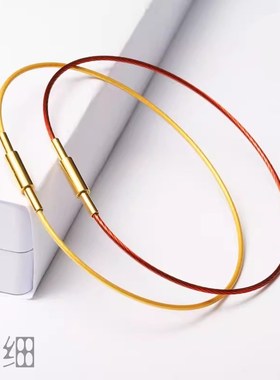 细款钢丝手绳女1毫米金红色穿小孔转运珠编织皮绳手链本命年红绳