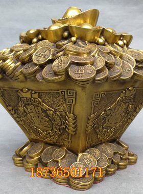 铜器纯铜聚宝盆元宝斗创意储钱罐存钱罐家居饰品摆件