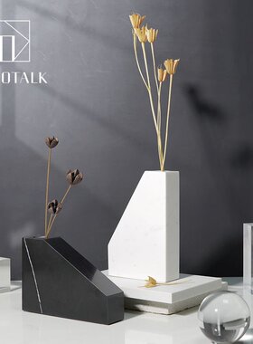 DecoTalk大理石花瓶样板间餐厅花插酒店客房花器装饰摆件现代简约