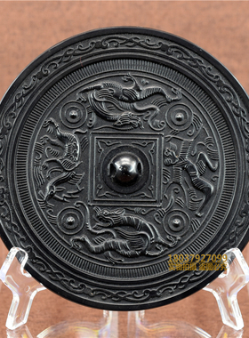 高锡铜萄仿古青铜器黑漆古唐海汉代镜葵花镜六棱镜瑞兽镜兽葡镜镜