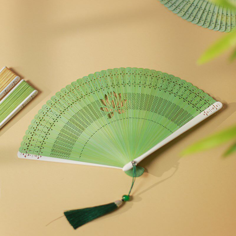 古风扇子纯色果绿色全竹小折扇女式随身夏季折叠复古汉服旗袍舞蹈,淘宝优惠券,粉丝福利购,淘宝优惠卷