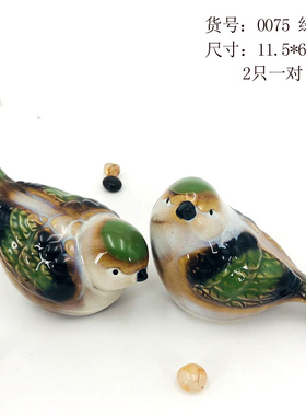 欧式轻奢创意家居彩色手绘小鸟摆件迷你工艺品陶瓷礼品造景装饰品