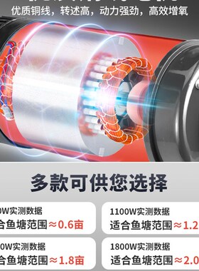 万河鱼塘增氧机浮水泵220V全自动大功率增氧泵养殖池塘排灌抽水机