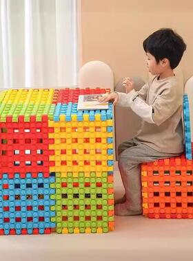 早教中心幼儿园室内户外大颗粒拼插构建积木城堡区角方块大积木