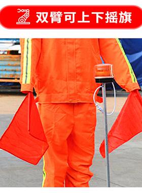 太阳能交通指挥假人高速公路保通机器人道路施工摇旗安全员智能
