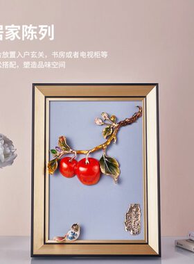 珐琅彩平安喜乐立体装饰画相框摆件客厅玄关电视柜家居工艺品乔迁