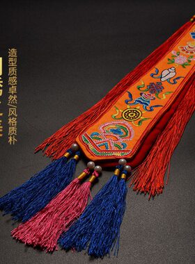 藏村 吉祥幡中式家用客厅装饰西藏尼泊尔手工刺绣八吉祥手鼓挂幡