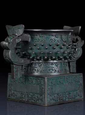 纯黄铜甲簋工艺品摆件青铜鼎奖杯铜鼎饰品活动奖品办公室装饰摆件