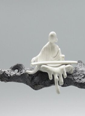新中式创意雕塑禅意佛摆件书房客厅玄关酒柜工艺品办公室软装饰品
