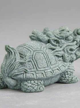 逗兽记 小龙龟可爱萌宠装饰装饰摆设青砂石茶宠桌面摆件鱼缸造景
