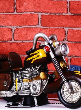 zakka复古怀旧摩托车家居客厅电视机柜酒吧店铺装饰品摆件设