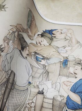 1:0.9 清 姚文瀚 卖浆图 真迹复制品 52x95cm 赠一张 宋画 斗浆图