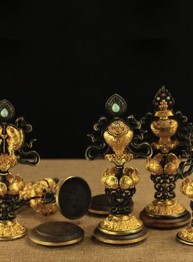 8寸纯铜八吉祥摆件 用品密宗古典吉祥八宝八吉祥总集