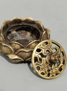 铜香炉荷花香插佛具供奉招财财神檀香盘香炉摆件纯铜莲花香薰炉