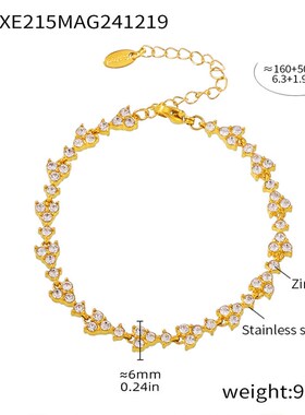 鑫艺鑫 多巴胺三角梅花手工链条镶嵌重工奢华锆石不锈钢镀18K真金