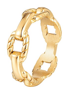 法式几何环绕镂空戒指小众高级感链条指环不锈钢不掉色饰品