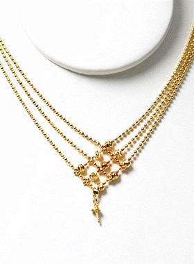 日韩系首饰新品18K真金三排链条 DIY项链多层珍珠饰品链条