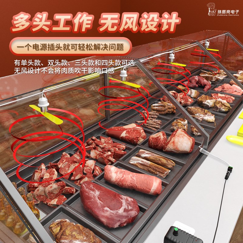 赶苍蝇菜场猪肉摊驱蚊风扇熟食餐饮驱虫220伏小吊扇厨房插头丝带 - 图0