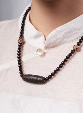 小叶紫檀DIY天珠款锁骨链链子规格0.6男女念珠复古风首饰厂家