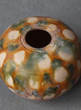 仿古唐三彩彩绘茶盘碟七星盘老货古玩古典中式摆件收藏手工古瓷器