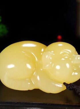 新疆和田玉牛手把件青白玉扭转乾坤玉牛把玩玉石12生肖饰品