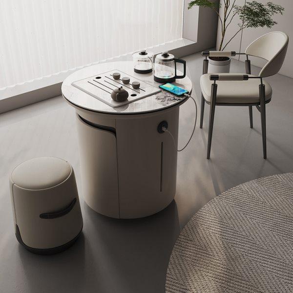 轻奢阳台可移动小茶台家用小型茶车边柜岩板现代圆形茶桌椅组合,淘宝优惠券,粉丝福利购,淘宝优惠卷