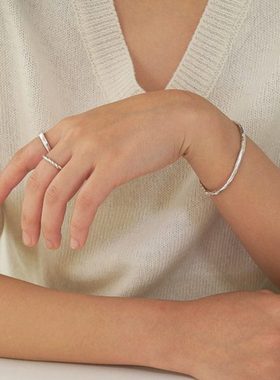 PZA 麻花扭纹冷淡风戒指女生2024年新款潮流指环简约高级感食指戒