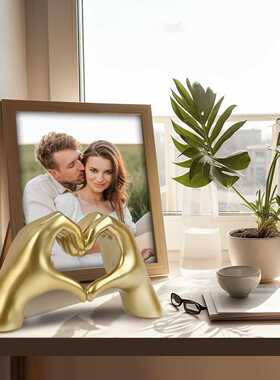 爱心比心摆件心形爱心手指雕像树脂工艺品家居庭院摆件装修风