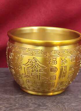 黄铜百福缸米缸聚宝盆摆件招财家居装饰办公室招财工艺品摆件