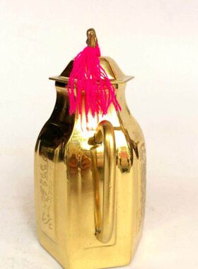 六角纯铜茶壶酒壶铜器摆件铜酒具酒壶摆件可自用供奉财神观音倒酒