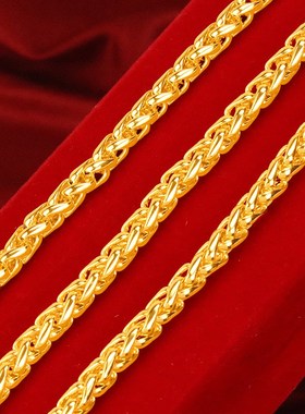越南沙金肖邦链男黄金色麻绳项链黄铜镀金首饰大气24k色厂家直销