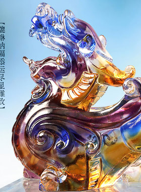 古东东琉璃貔貅摆件一对招财纳福