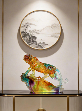 古东东琉璃老虎创意桌面摆件