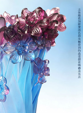 古东东琉璃水仙花瓶摆件渐变蓝紫