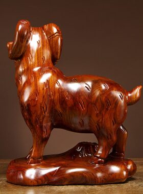 家居客厅酒柜实木羊摆件动物绵十二生肖装饰品质木雕梨羊工艺品花