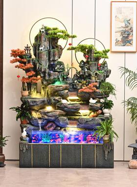 大型假山鱼池循环水喷泉风水轮庭院客厅入口加湿器开口乔迁装修