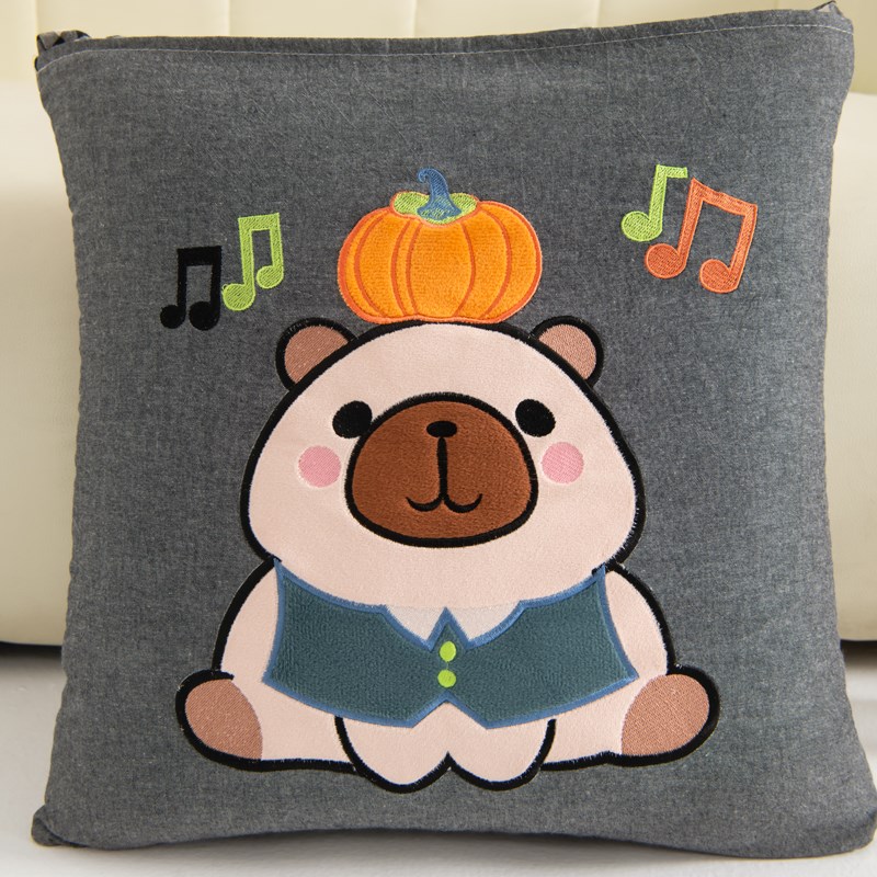 新款口袋抱枕被子两用办公室午睡空调夏凉毯汽车上折叠靠垫二合一 - 图1