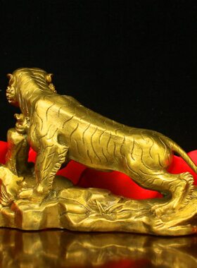 纯铜老虎铜上山虎铜下山虎十二生肖虎人生如意虎家居客厅礼品摆件