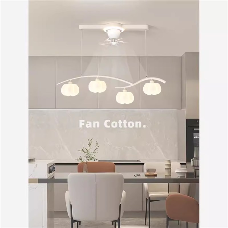 餐厅吊灯2025新款网红爆饭厅餐桌风扇灯摇头现代简约大气长条灯具 - 图0