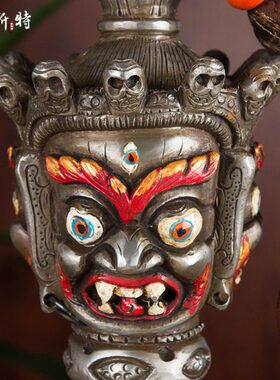 手工铁尼泊尔普巴金刚金刚五工艺品宝杵 全橛含底座宝装饰摆件股