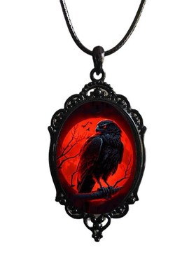 哥特暗红色乌鸦项炼皮绳压P克力乌鸦锁骨炼