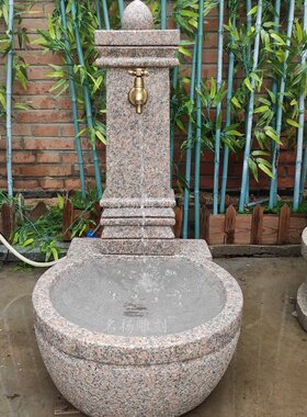 石雕洗手盆花岗岩墩布池户外庭院别墅花园居家装摆件大理石拖把池