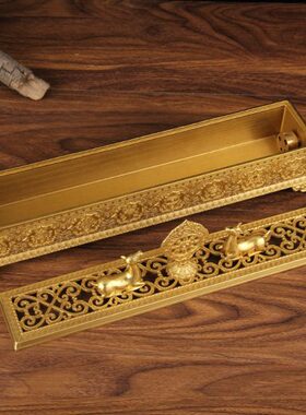 卧香炉 藏式密宗供佛品纯铜八吉祥线卧熏香炉家用室内檀线香盒