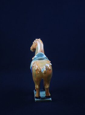 三彩立唐马石湾公仔陶瓷工艺品摆件家居饰品电视摆设礼品开业送礼