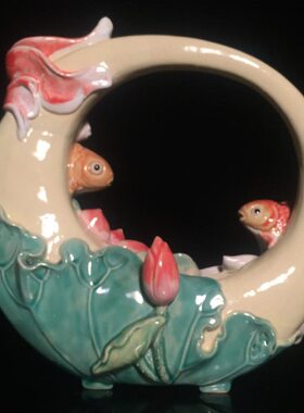 石湾公仔陶瓷创意家居客厅博古架电视柜饰品摆件植物工艺乔迁礼品